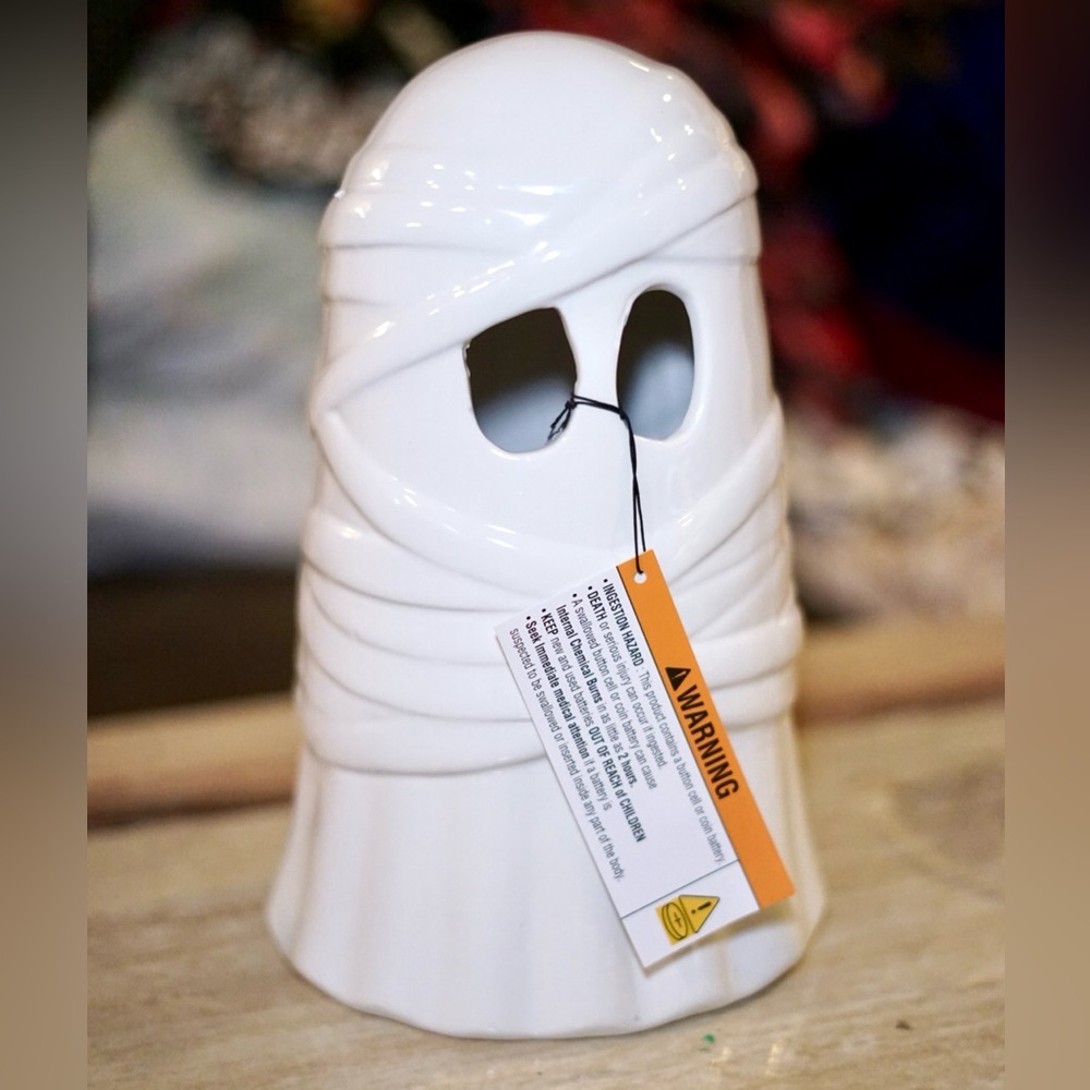 NIB Goblin & Ghoul 10" LED Ceramic Mummy Ghost‎ Halloween Decor